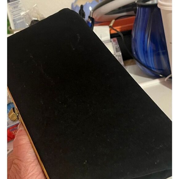 HL USA formal evening event black tie clutch hold chain black bow - Picture 5 of 15